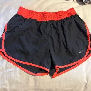 Gray and pink workout shorts